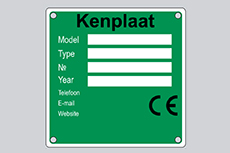 Bedrukt aluminium typeplaatje