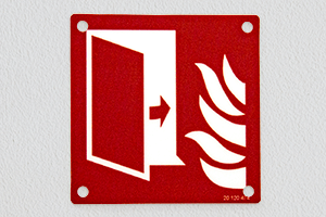 Branddeur, sticker, bedrukt kunststof, bedrukt aluminium, fotoluminescerend
