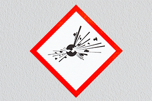 Explosieve stoffen sticker, bedrukt kunststof, bedrukt aluminium, reflecterend