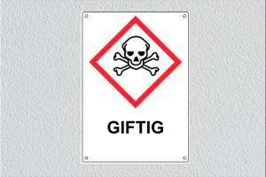 Giftig, sticker, bedrukt plastic, bedrukt aluminium, reflecterend