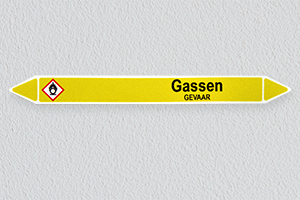 Leidingsticker gassen Industriële stickers, industriële markeringen