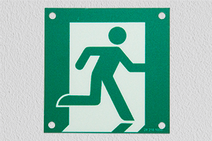 Nooduitgang sticker, bedrukt kunststof, bedrukt aluminium, fotoluminescerend