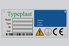 Typeplaatje van geanodiseerd aluminium labels
